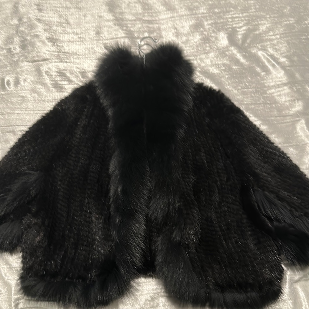 Rabbit Hair with Mink Trim Shrug - Picture 2 of 7
